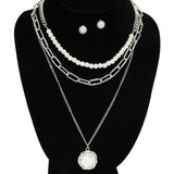 95091, FRESHWATER PEARL ACCENT MULTI LAYERED NECKLACE