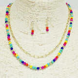 95093, BEADED DOUBLE LAYERED NECKLACE