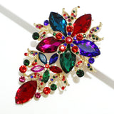 95097, OVERSIZED FLOWER RHINESTONE EVENING PIN BROOCH