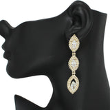 95103, PAVE RHINESTONE & MARQUISE CUBIC ZIRCONIA ACCENT EARRING