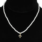 95129, DAINTY CROSS ACCENT PEARL NECKLACE, RELIGIOUS