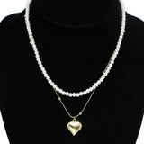 95132, HEART CHARM DOUBLE LAYERED NECKLACE, VALENTINE'S DAY