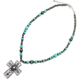 95141, WESTERN CROSS CHARM BEAD NECKLACE