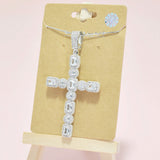 95145, CROSS CUBIC ZIRCONIA PENDANT NECKLACE