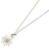95158, PAVE STARBURST PENDANT LONG BEAD NECKLACE