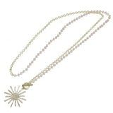 95158, PAVE STARBURST PENDANT LONG BEAD NECKLACE