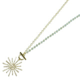 95158, PAVE STARBURST PENDANT LONG BEAD NECKLACE