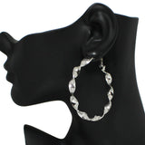 95168, 50MM WAVY ROUND HOOP EARRING