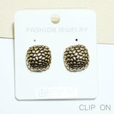 95173, TEXTURED GEOMETRIC CLIP ON EARRING