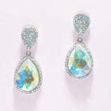 95178, TEARDROP ACCENT PAVE RHINESTONE EVENING EARRING, WEDDING, BRIDAL, PROM