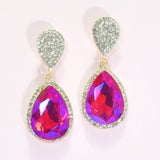 95178, TEARDROP ACCENT PAVE RHINESTONE EVENING EARRING, WEDDING, BRIDAL, PROM