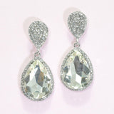 95178, TEARDROP ACCENT PAVE RHINESTONE EVENING EARRING, WEDDING, BRIDAL, PROM