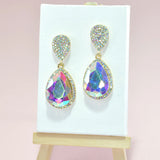 95178, TEARDROP ACCENT PAVE RHINESTONE EVENING EARRING, WEDDING, BRIDAL, PROM