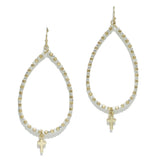 95218, DAINTY CROSS CHARM TEARDROP BEAD EARRING