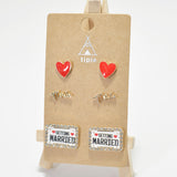 95240, "GETTING MARRIED" HEART STUD EARRING SET