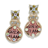95253, "BRIDE TEAM" THREAD ACCENT WITH RHINESTONE EARRING