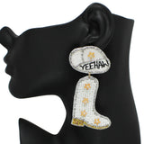 95254, "YEEHAW" WESTERN BOOTS WITH STAR ACCENT EARRING