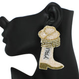 95255, "Y'ALL" WESTERN BOOTS WITH STAR ACCENT EARRING