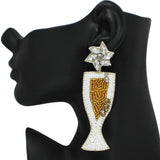 95256, WINE GLASS SEED BEAD WITH RHINESTONE EARRING