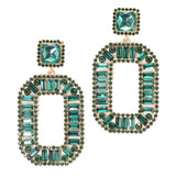 95261, RECTANGLE RHINESTONE ACCENT EVENING EARRING, WEDDING, BRIDAL, PROM