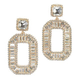95261, RECTANGLE RHINESTONE ACCENT EVENING EARRING, WEDDING, BRIDAL, PROM