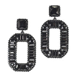 95261, RECTANGLE RHINESTONE ACCENT EVENING EARRING, WEDDING, BRIDAL, PROM
