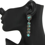 Western Round Turquoise Stone Accent Dangle Earring
