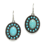 Western Oval Turquoise Stone Dangle Earring
