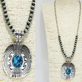 Western Oval Turquoise Accent Long Necklace