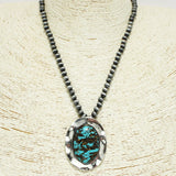 Western Oval Turquoise Accent Navajo Bead Necklace