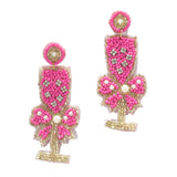 95304, CHAMPAGNE WINE GLASS SEED BEAD EARRING