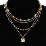 95307, DAINTY FLOWER ACCENT MULTI LAYERED NECKLACE