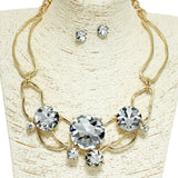 95320, ROUND RHINESTONE ACCENT CUT OUT METAL NECKLACE