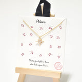 95328, GOLD DIPPED, "POLARIS" STARBURST CUBIC ZIRCONIA CHARM NECKLACE