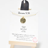 95331, GOLD DIPPED, "ROMANS 8:39" ROUND CHARM NECKLACE