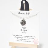 95331, GOLD DIPPED, "ROMANS 8:39" ROUND CHARM NECKLACE