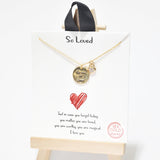 95333, GOLD DIPPED, "SO LOVED" DAINTY CHARM CZ NECKLACE, VALENTINE'S DAY