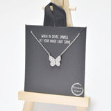 95337, WHITE GOLD DIPPED, BUTTERFLY CUBIC ZIRCONIA NECKLACE