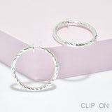 95358, 30MM, HYPO-ALLERGENIC TEXTURED ROUND HOOP CLIP ON EARRING