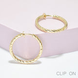95358, 30MM, HYPO-ALLERGENIC TEXTURED ROUND HOOP CLIP ON EARRING