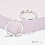 95364, 30MM, HYPO-ALLERGENIC HAMMERED ROUND HOOP CLIP ON EARRING