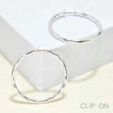 95365, 40MM, HYPO-ALLERGENIC HAMMERED ROUND HOOP CLIP ON EARRING
