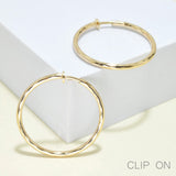 95365, 40MM, HYPO-ALLERGENIC HAMMERED ROUND HOOP CLIP ON EARRING