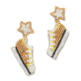 95367, STAR ACCENT SNEAKERS SHOE SEED BEAD EARRING