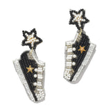 95367, STAR ACCENT SNEAKERS SHOE SEED BEAD EARRING