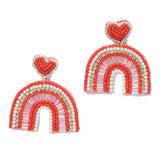 95368, HEART ACCENT RAINBOW SEED BEAD EARRING
