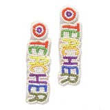 95373, "TEACHER" SEED BEAD EARRING
