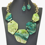 95384, GEOMETRIC GLITTER CELLULOID ACETATE NECKLACE
