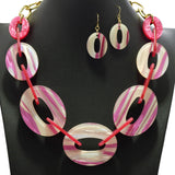 95388, OVAL GLITTER CELLULOID ACETATE NECKLACE