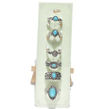 95390, WESTERN TURQUOISE STONE STRETCH RING SET